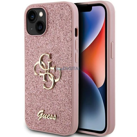 Guess GUHCP15MHG4SGP iPhone 15 Plus 6.7" rózsaszín keménytok Glitter Script Big 4G