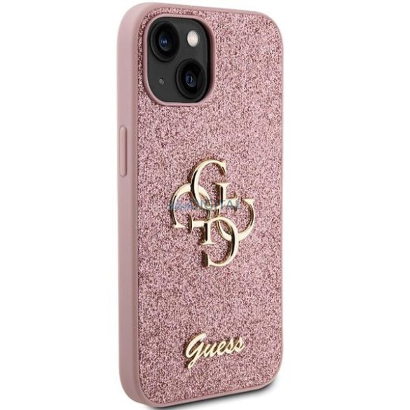 Guess GUHCP15MHG4SGP iPhone 15 Plus 6.7" rózsaszín keménytok Glitter Script Big 4G