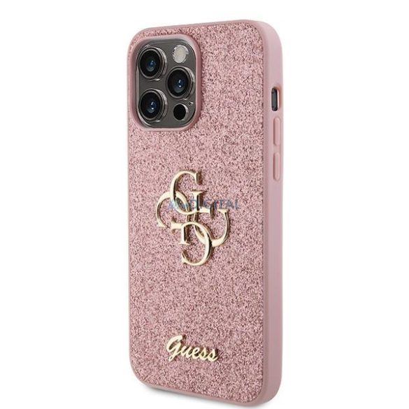 Guess GUHCP15LHG4SGP iPhone 15 Pro 6.1" rózsaszín keménytok Glitter Script Big 4G