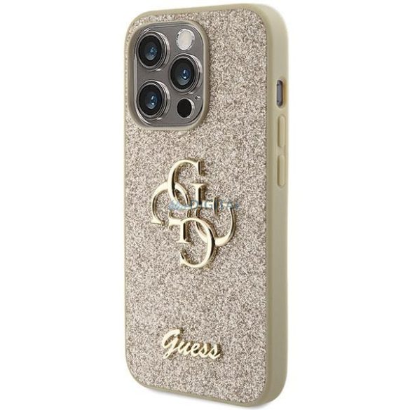 Guess Glitter Script Big 4G tok iPhone 15 Pro készülékhez - arany