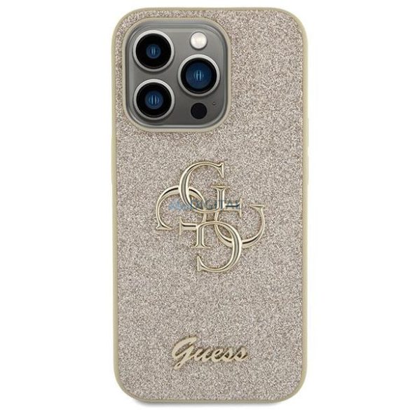 Guess Glitter Script Big 4G tok iPhone 15 Pro készülékhez - arany