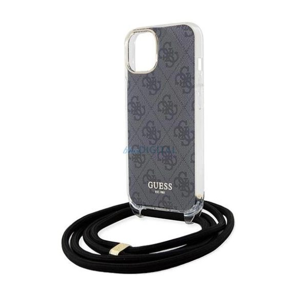 Guess Crossbody Cord 4G Print case iPhone 15/14/13 - Fekete tok