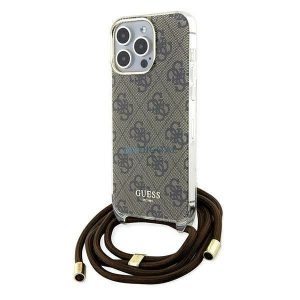 Guess Crossbody Cord 4G nyomtatott tok iPhone 15 Pro - barna