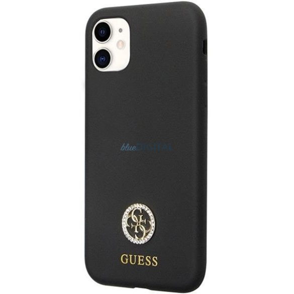 Guess GUHCN614DGPK tok iPhone 11 / Xr - Fekete szilikon logó Strass 4G