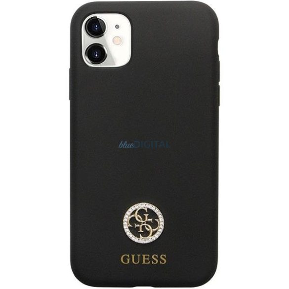 Guess GUHCN614DGPK tok iPhone 11 / Xr - Fekete szilikon logó Strass 4G