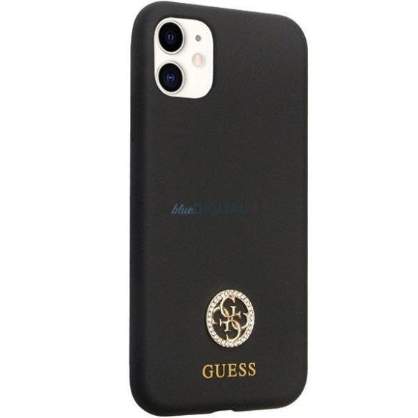 Guess GUHCN614DGPK tok iPhone 11 / Xr - Fekete szilikon logó Strass 4G