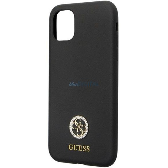 Guess GUHCN614DGPK tok iPhone 11 / Xr - Fekete szilikon logó Strass 4G
