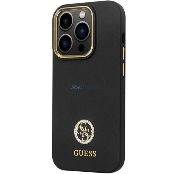 Guess GUHCP14LM4DGPK tok iPhone 14 Pro - fekete Szilikon Logo Strass 4G