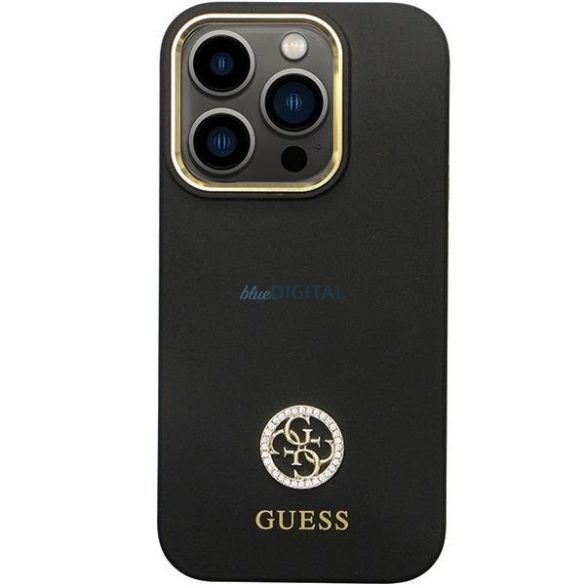 Guess GUHCP14LM4DGPK tok iPhone 14 Pro - fekete Szilikon Logo Strass 4G