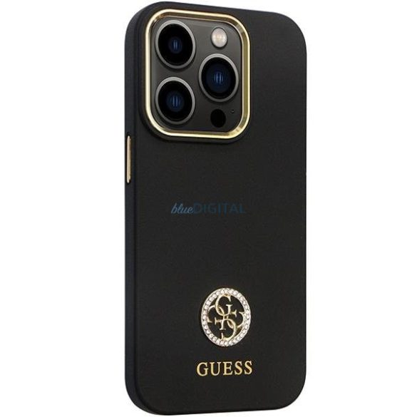 Guess GUHCP14LM4DGPK tok iPhone 14 Pro - fekete Szilikon Logo Strass 4G