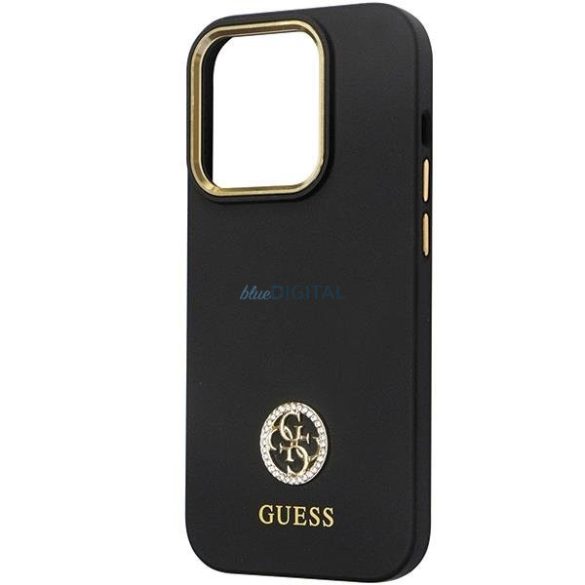 Guess GUHCP14LM4DGPK tok iPhone 14 Pro - fekete Szilikon Logo Strass 4G
