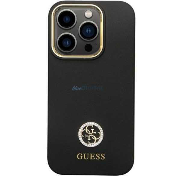 Guess GUHCP14XM4DGPK tok iPhone 14 Pro Max - fekete Szilikon Logo Strass 4G