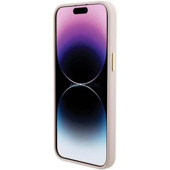 Guess GUHCP15XM4DGPP iPhone 15 Pro Max 6.7" rózsaszín keménytok szilikon Logo Strass 4G