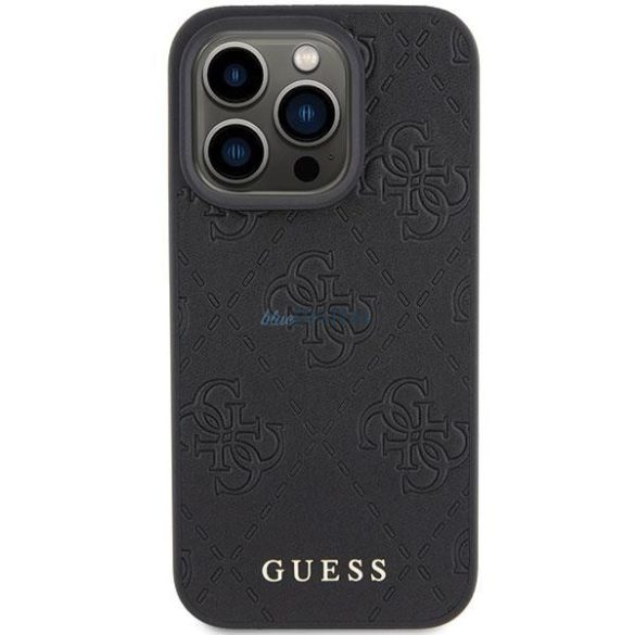 Guess bőr 4G bélyegzett tok iPhone 15 Pro Max készülékhez - fekete