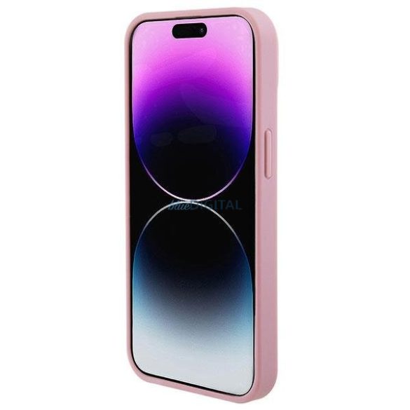 Guess GUHCP15SP4EPMP iPhone 15 6.1" rózsaszín keménytok bőr 4G bélyegzővel