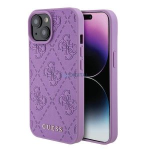 Guess GUHCP15SP4EPMU iPhone 15 6.1" lila/világos lila keménytok bőr 4G bélyegzővel