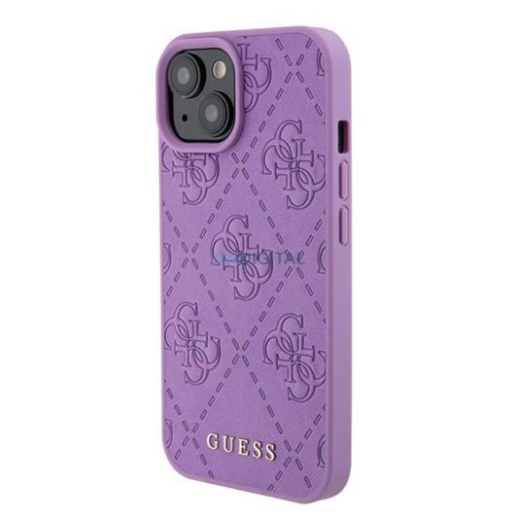 Guess GUHCP15SP4EPMU iPhone 15 6.1" lila/világos lila keménytok bőr 4G bélyegzővel