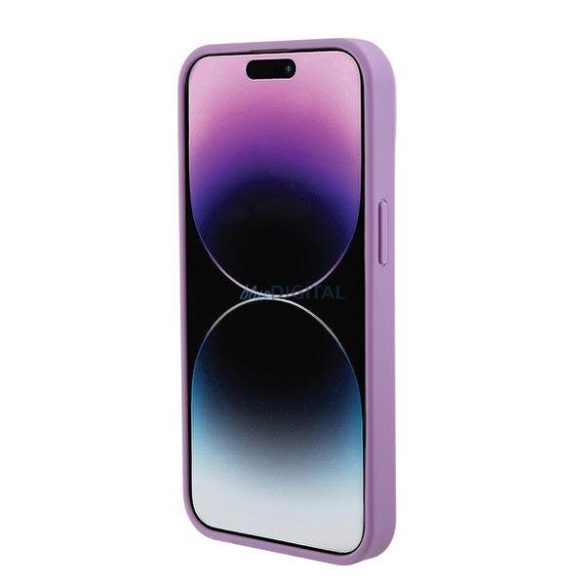 Guess GUHCP15SP4EPMU iPhone 15 6.1" lila/világos lila keménytok bőr 4G bélyegzővel