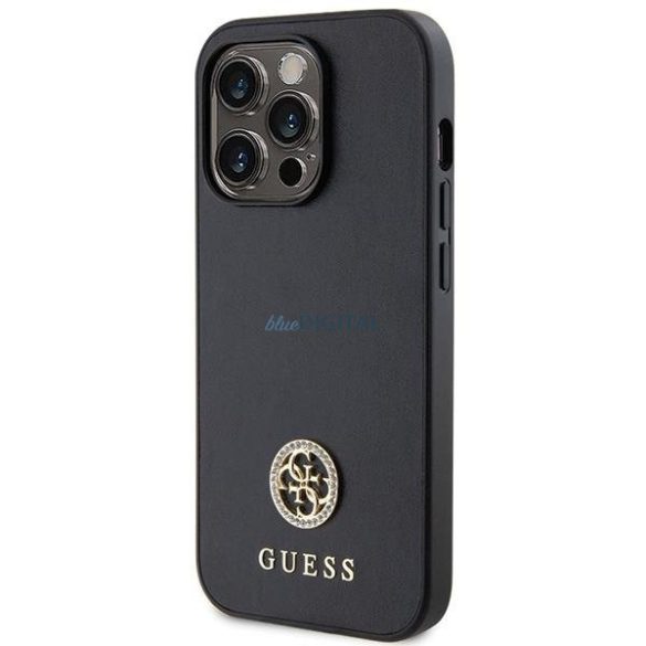 Guess GUHCP14LPS4DGPK tok iPhone 14 Pro - Fekete Strass fém logóval