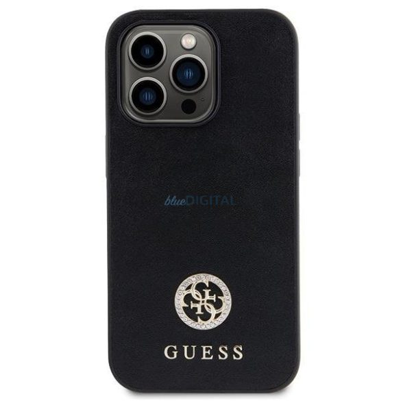 Guess GUHCP14LPS4DGPK tok iPhone 14 Pro - Fekete Strass fém logóval