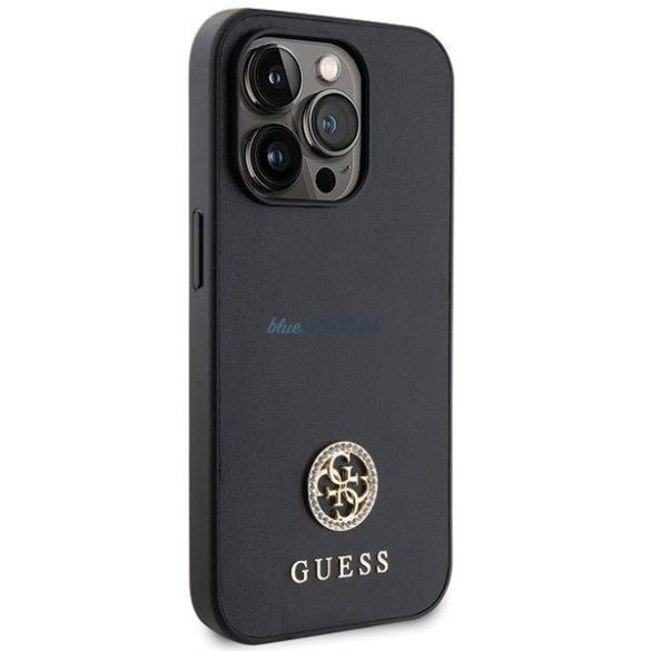 Guess GUHCP14LPS4DGPK tok iPhone 14 Pro - Fekete Strass fém logóval