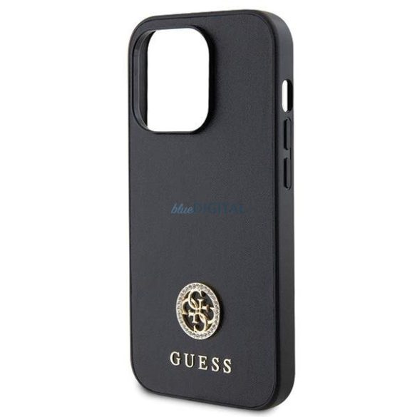 Guess GUHCP14LPS4DGPK tok iPhone 14 Pro - Fekete Strass fém logóval