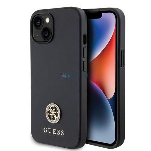 Guess GUHCP15SPS4DGPK iPhone 15 6.1" fekete keménytok Strass fém logó