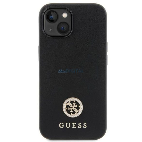 Guess GUHCP15SPS4DGPK iPhone 15 6.1" fekete keménytok Strass fém logó