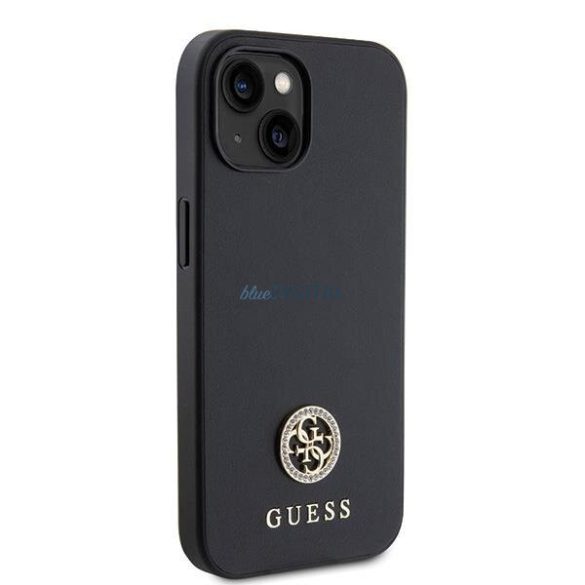 Guess GUHCP15MPS4DGPK iPhone 15 Plus 6.7" fekete keménytok Strass fém logóval