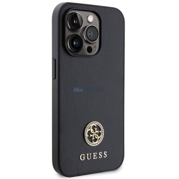 Guess GUHCP15XPS4DGPK iPhone 15 Pro Max 6.7" fekete keménytok Strass fém logóval