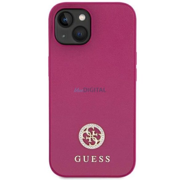 Guess GUHCP15SPS4DGPP iPhone 15 6.1" rózsaszín keménytok Strass fém logó