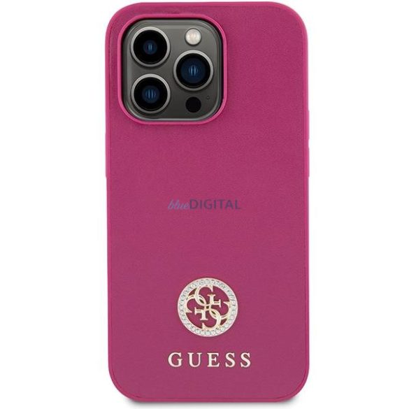 Guess GUHCP15LPS4DGPP iPhone 15 Pro 6.1" rózsaszín keménytok Strass fém logóval