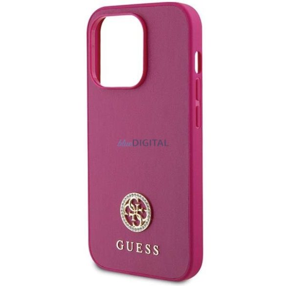 Guess GUHCP15LPS4DGPP iPhone 15 Pro 6.1" rózsaszín keménytok Strass fém logóval