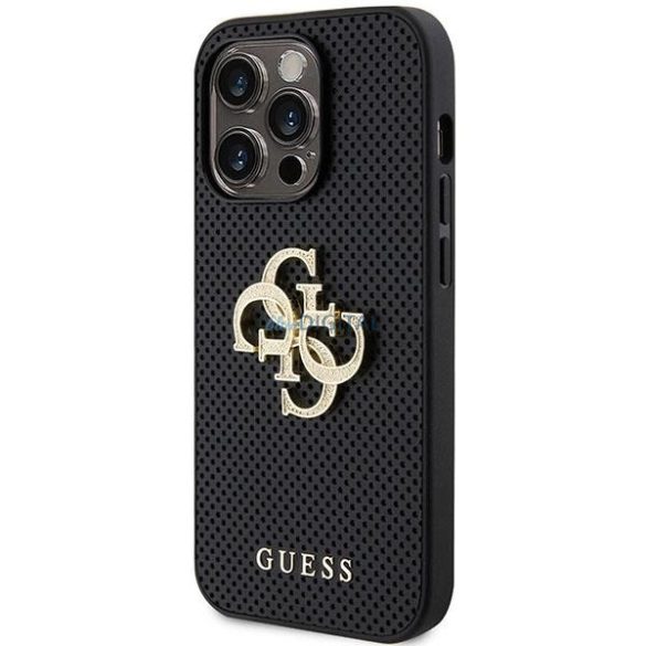 Guess bőr perforált 4G Glitter Logo tok iPhone 15 Pro Max - Fekete