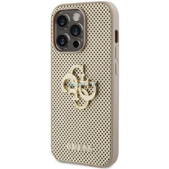 Guess perforált 4G csillogós tok iPhone 15 Pro - arany színű
