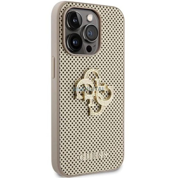 Guess perforált 4G csillogós tok iPhone 15 Pro - arany színű