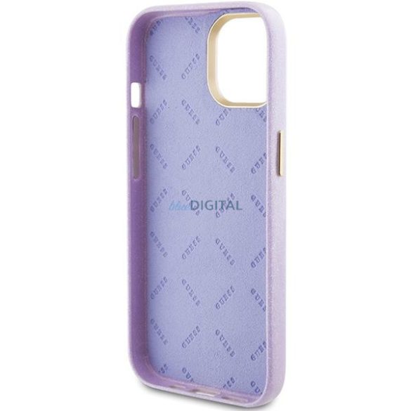 Guess GUHCP15SPGMCSL iPhone 15 6,1" lila keménytok Glitter Glossy Script