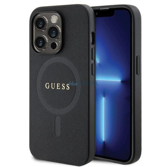 Guess GUHMP14LPSAHMCK tok iPhone 14 Pro készülékhez - fekete Saffiano MagSafe