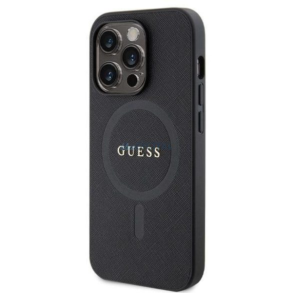 Guess GUHMP14LPSAHMCK tok iPhone 14 Pro készülékhez - fekete Saffiano MagSafe
