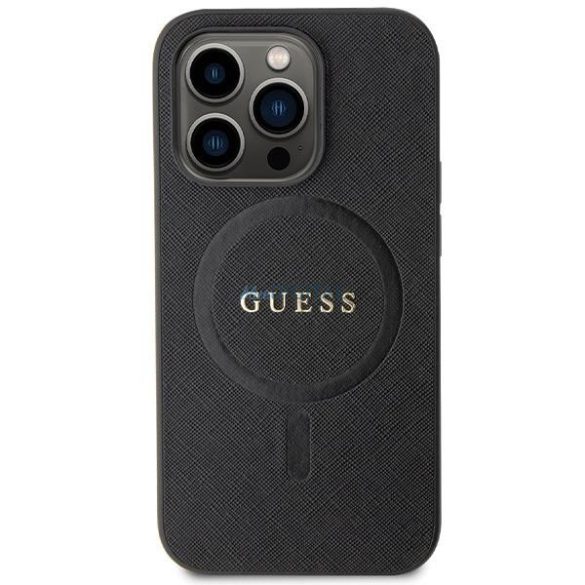 Guess GUHMP14LPSAHMCK tok iPhone 14 Pro készülékhez - fekete Saffiano MagSafe