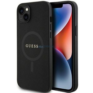 Guess GUHMP15SPSAHMCK iPhone 15 6.1" fekete keménytok Saffiano MagSafe