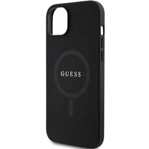 Guess GUHMP15SPSAHMCK iPhone 15 6.1" fekete keménytok Saffiano MagSafe