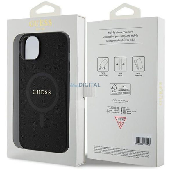 Guess GUHMP15MPSAHMCK iPhone 15 Plus 6.7" fekete keménytok Saffiano MagSafe