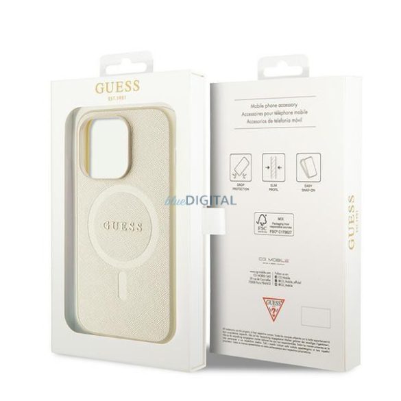 Guess GUHMP15LPSAHMCB iPhone 15 Pro 6.1" arany/arany keménytok Saffiano MagSafe Saffiano