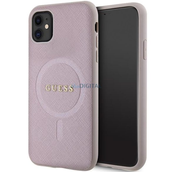 Guess GUHMN61PSAHMCP tok iPhone 11 / Xr készülékhez - rózsaszín Saffiano MagSafe