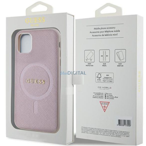 Guess GUHMN61PSAHMCP tok iPhone 11 / Xr készülékhez - rózsaszín Saffiano MagSafe