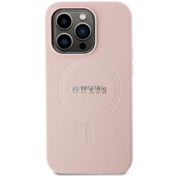 Guess GUHMP13LPSAHMCP tok iPhone 13 Pro / 13 készülékhez - rózsaszín Saffiano MagSafe