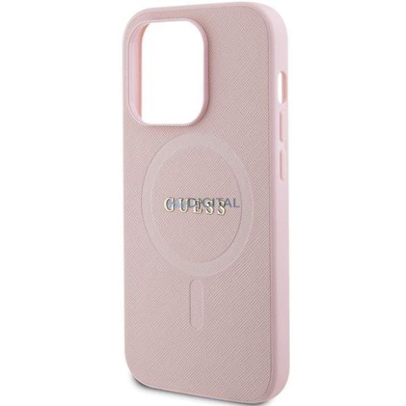 Guess GUHMP13LPSAHMCP tok iPhone 13 Pro / 13 készülékhez - rózsaszín Saffiano MagSafe
