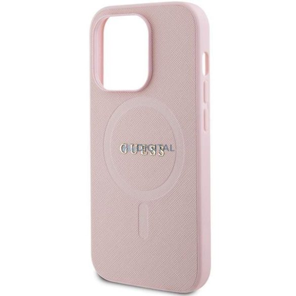 Guess GUHMP14XPSAHMCP tok iPhone 14 Pro Max készülékhez - Rózsaszín Saffiano MagSafe