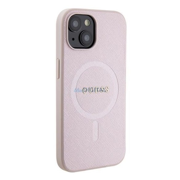 Guess GUHMP15SPSAHMCP iPhone 15 6.1" rózsaszín keménytok Saffiano MagSafe